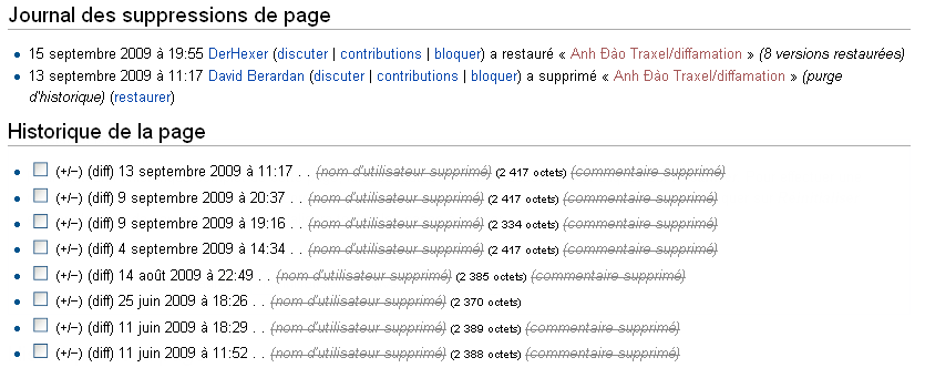 Historique de l'article relatif à Anh Dao Traxel