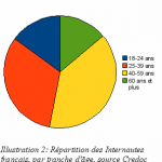 Répartition des internautes français par tranche d’âge (source CREDOC)