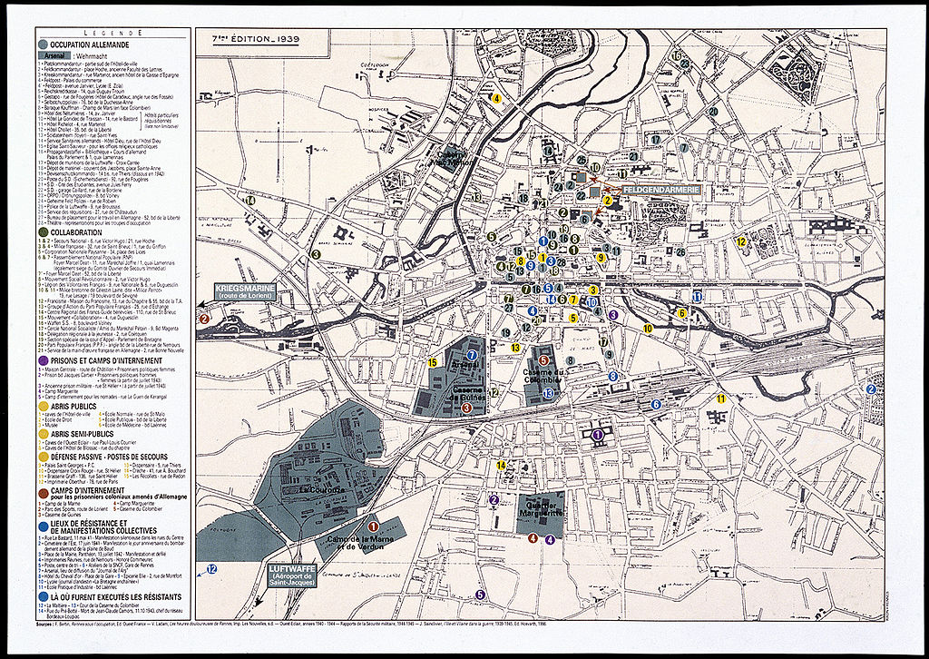 Plan de Rennes sous la 2nd Guerre Mondiale - Musée de Bretagne, CC BY-SA