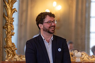 Rémy Gerbet, directeur exécutif de Wikimédia France à la conférence de presse des 25 ans de Wikipédia, en France. (Janvier 2026)